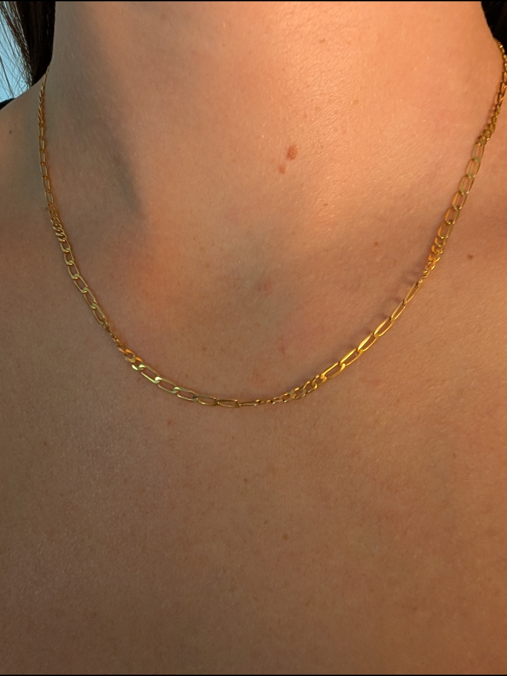 10k Solid Gold Figaro Chain Necklace 18" Long Made In Italy - Women Jewelry